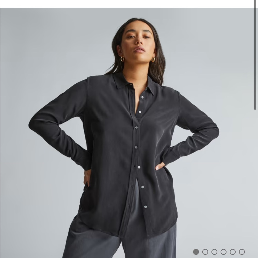 Everlane Relaxed Silk Shirt XS Black